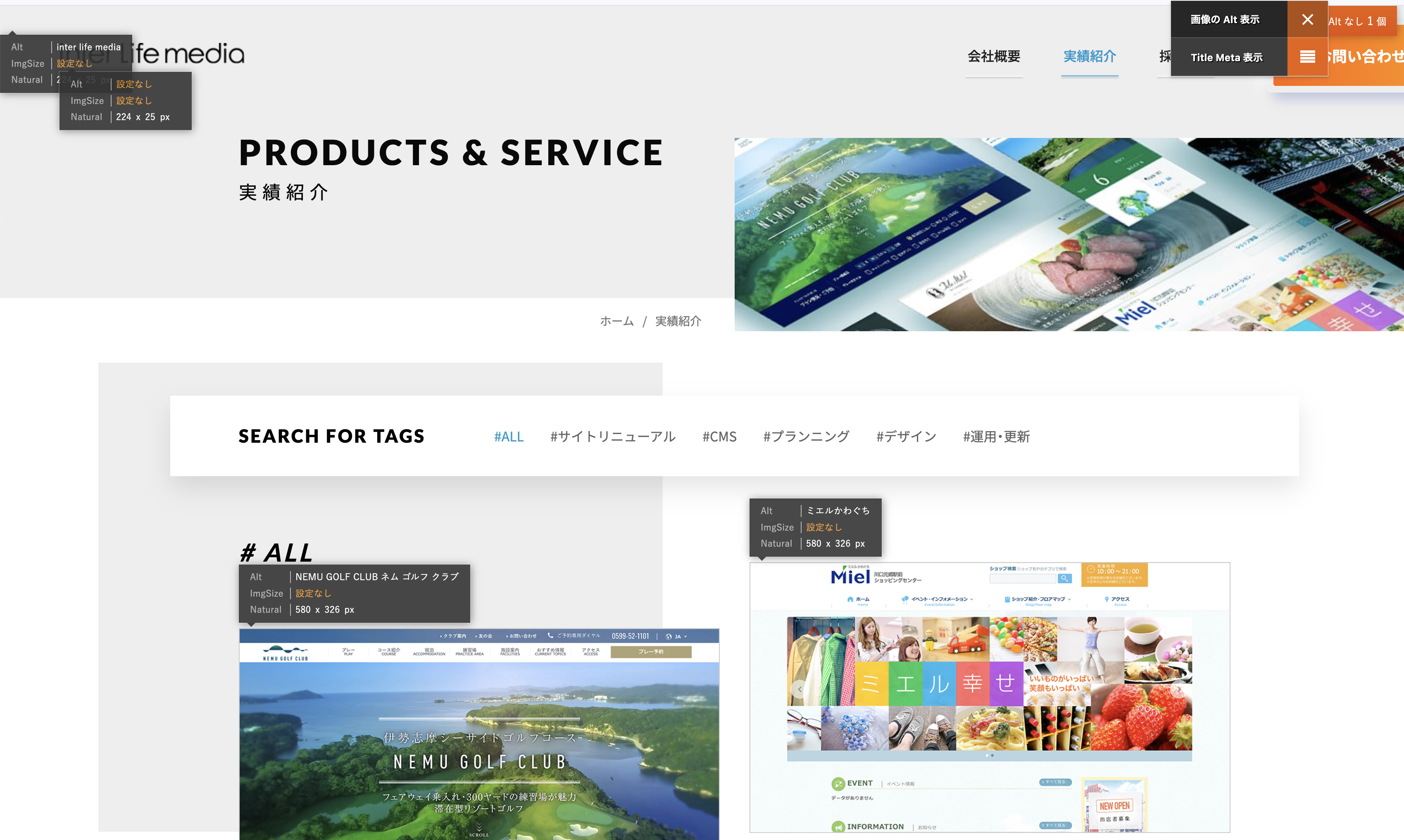 画像のAlt表示をクリックした状態